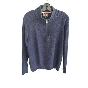 Soul of London Navy Blue Heater Half Zip Knit Sweater - M